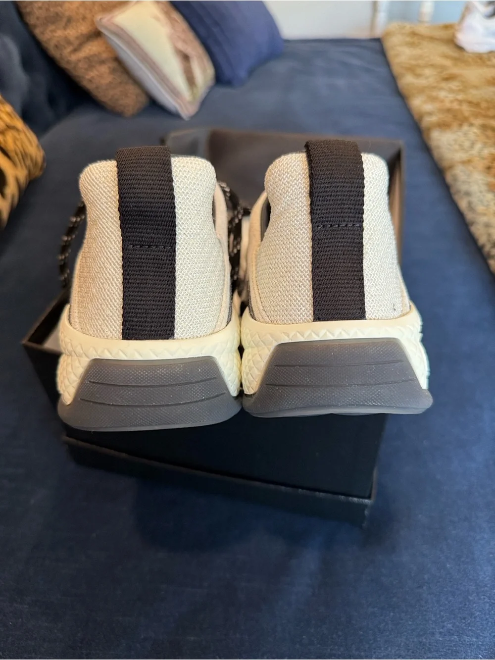 CHANEL Cream and Black Mesh & Suede Athletic Sneakers